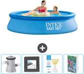 Paquete de piscina - intex - alrededor - 244x244x61 cm + accesorios cb131