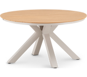 Mesa de jardin redonda beige imitacion madera d140 - osaka