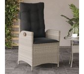 Vidaxl sillón de jardín reclinable con cojines ratán pe gris claro