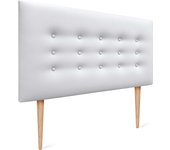 Dhome cabecero de polipiel con 3 hileras de botones y patas cabezal tapizado cama lujo (blanco, 105cm)