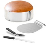 Cortador de tartas ajustable en capas cortador de tartas mousse acero inoxidable 4tlg ayuda al corte 23-30cm