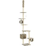 Rascador para gatos con postes de sisal huellas beige 260 cm