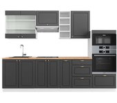 Vicco mueble de cocina fame-line, antracita-oro/blanco, 280 cm , et roble