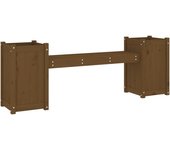 Banco con jardineras | banco de exterior | silla de jardín madera maciza pino marrón miel 180x36x63cm cfw138432