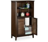Relaxdays armario de baño lamell, gabinete de teléfono, mueble de cocina, 92 x 50 x 25,5 cm, bambú, marrón oscuro