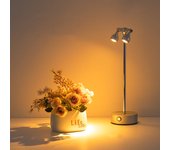 Lámpara de mesa con foco recargable, focos led, lámpara de mesa de comedor inalámbrica, lámpara led de 2 focos led, plateada
