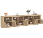 Aparador | aparador de comedor | armario de cocina con luces led roble sonoma 283x37x67 cm cfw85838