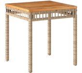 Mesa de jardín ratán pe madera acacia beige mezcla 38x38x42 cm