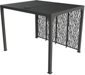 Pérgola bioclimática 240x300cm en aluminio, para balcón y terraza, gris antracita con 4 paneles moucharabieh grises por 3m de lado