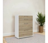 Aparador lydie, bufé de salón, aparador de salón, despensa de cocina, 89x40 h113 cm, blanco y roble