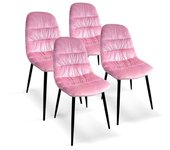 Pack de 4 sillas de comedor estilo vintage, color rosa. modelo wei