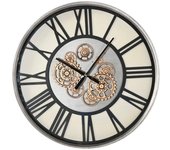 Reloj de pared home esprit negro metal cristal 60 x 8 x 60 cm