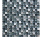 Mosaico sobre malla mixta piedra y vidrio gris para baño y cocina - 30 x 30 x 0,8 cm - espesor 8 mm.