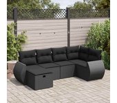 Conjunto de muebles de jardín vidaxl de 6 piezas con cojines negros de mimbre