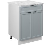 Vicco mueble bajo de cocina fame-line, azul claro-gris, 60 cm con cajón, et mármol