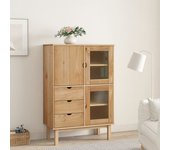 Aparador alto | aparador de comedor | armario de cocina de madera maciza de pino 85x43x125 cm cfw47685