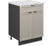 Vicco mueble bajo de cocina fame-line, grisbeige, 60 cm con cajón, et mármol