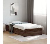 Estructura de cama de roble marrón con cajones 90x190 cm de madera contrachapada