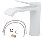 Grifo del fregadero rosca grifo de agua fría y caliente blanco grifo del fregadero del baño resistente a fugas y corrosión para uso doméstico estilo c