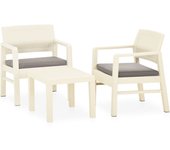 Set de muebles de jardín 3 piezas | conjunto de comedor | conjunto de descanso con cojines plástico blanco cfw340635