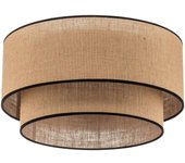 Euluna plafón boho yute & negro, natural/negro, ø45cm, lámpara de techo textil, lámpara de techo, lámpara