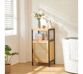 Mueble de baño auxiliar tervola mdf bambú 80x40x35cm - negro/natural [en.casa]