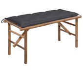 Vidaxl banco de jardín plegable con cojín bambú 118 cm
