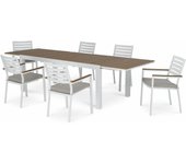 Conjunto mesa jardín 300/200x100 cm y 6 sillas aluminio blanco - osaka