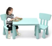 Juego de mesa y sillas para niños de 1-7 años, conjunto de mesa y silla infantil, pupitres de juego actividad estudio, sencillo, carga 50 kg, verde