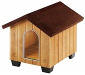 Ferplast caseta de exterior para perros domus small de madera fsc con pies aislantes, rejilla de ventilación, puerta con perfil de aluminio