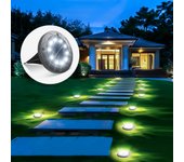Paquete de 8 luces solares para exteriores, 16 luces led subterráneas, ip65 a prueba de agua, encendido automático de 8 a 10 horas, luz blanca