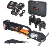 Vevor kit herramientas prensar conductos eléctricos con 2 baterías 20 v 4,0 ah, mordazas m15, m22, m28, cargador rápido y estuche transporte, 360°