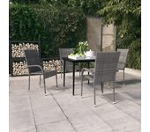 Juego de comedor para jardín 5 piezas，conjunto de comedor de exterior，conjunto de jardín con cojines gris y negro cfw617577