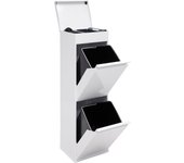 Arregui top cr221-b cubo de basura y reciclaje de acero de 2 cubos con bandeja superior multiusos, mueble de reciclaje, 2 x 17 l (34 l), blanco