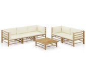 Maison exclusive - set de muebles de jardín 6 piezas bambú y cojines blanco crema