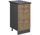 Vicco mueble bajo de cocina r-line, roble artesanal, 40 cm con cajones, et antracita