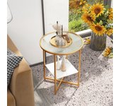 Mesa auxiliar de vidrio 2 niveles con estante de almacenamiento mesitas de café 50x50x60 cm blanco csw273793