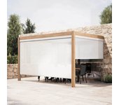 Pérgola bioclimática adosada de 3x4m y 2 persianas de madera blancas ( 1 store 2,66 x 2,4 m et 1 store 3,73 x 2,4 m ) - oviala