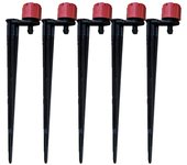 Pack 100 gotero regulable 0 a 50 litros con estaca para riego por goteo de macetas, aspersores regulables