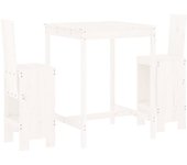 Set de mesa y taburetes altos jardín 3 pzas madera pino blanco