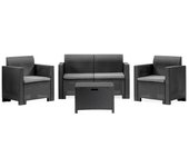 Conjunto de salón exterior gazania, conjunto de jardín con cojines, conjunto de salón interior efecto ratán, 100% made in italy, antracita