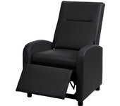 Sillón tv hwc-h18, sillón reclinable reclinable, imitación cuero plegable 99x70x75cm ~ negro