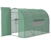 Outsunny invernadero de túnel 3x2x2 m con puerta y ventanas función de drenaje invernadero de jardín grande con cubierta de pe y metal galvanizado