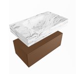 Mondiaz alan-dlux 80cm mueble de baño rust 1 cajón. con lavabo cloud centro 1 orificio color glace