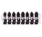 Destornillador de bajo contenido de impacto. 8 piezas. ph1-ph3 / pz2-pz3. 25 mm