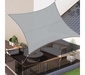 Vela de sombra rectangular de 4 x 4 m, impermeable, de pes, color gris, con 95 % de protección uv para patio y jardín al aire libre.