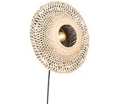 Lámpara de pared oriental de bambú 35 cm con enchufe - rina