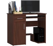 Escritorio: un cajón, 1 puerta, 3 estantes, wengué, 90 cm, alto: 74 cm, fondo: 50 cm,