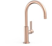 Tres 21190501opm project-tres grifo monomando alto con maneta lateral para lavabo oro rosa mate