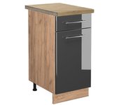 Vicco mueble bajo de cocina fame-line, antracita alto brillo, 40 cm , et roble